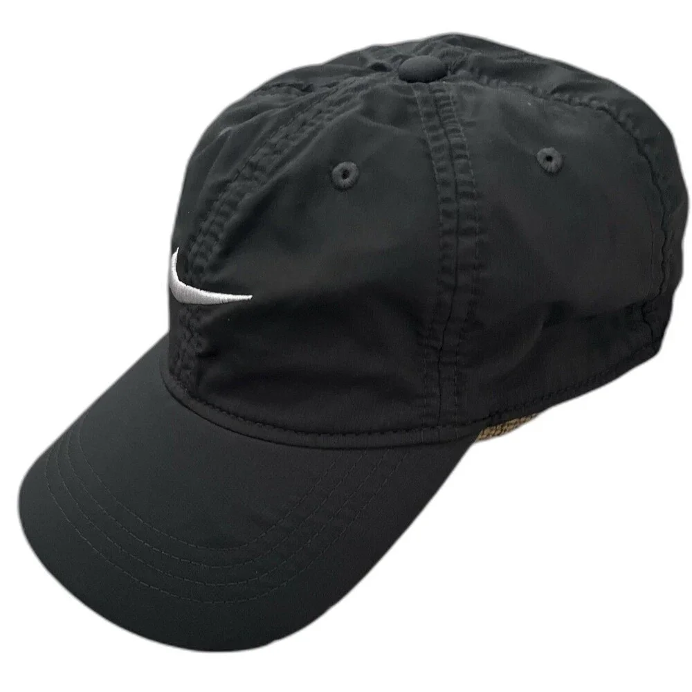 Nike Kids Youth Black Adjustable Baseball Cap Hat One Size Swoosh Logo